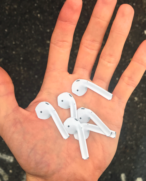 expressyrstyle_'s tweet photo. Life-Size Prank AirPods Sticker https://t.co/KuqIydUeRB Sticking life-size AirPod stickers on the ground, all over the city 🤡 https://t.co/aQkeYvK9pl