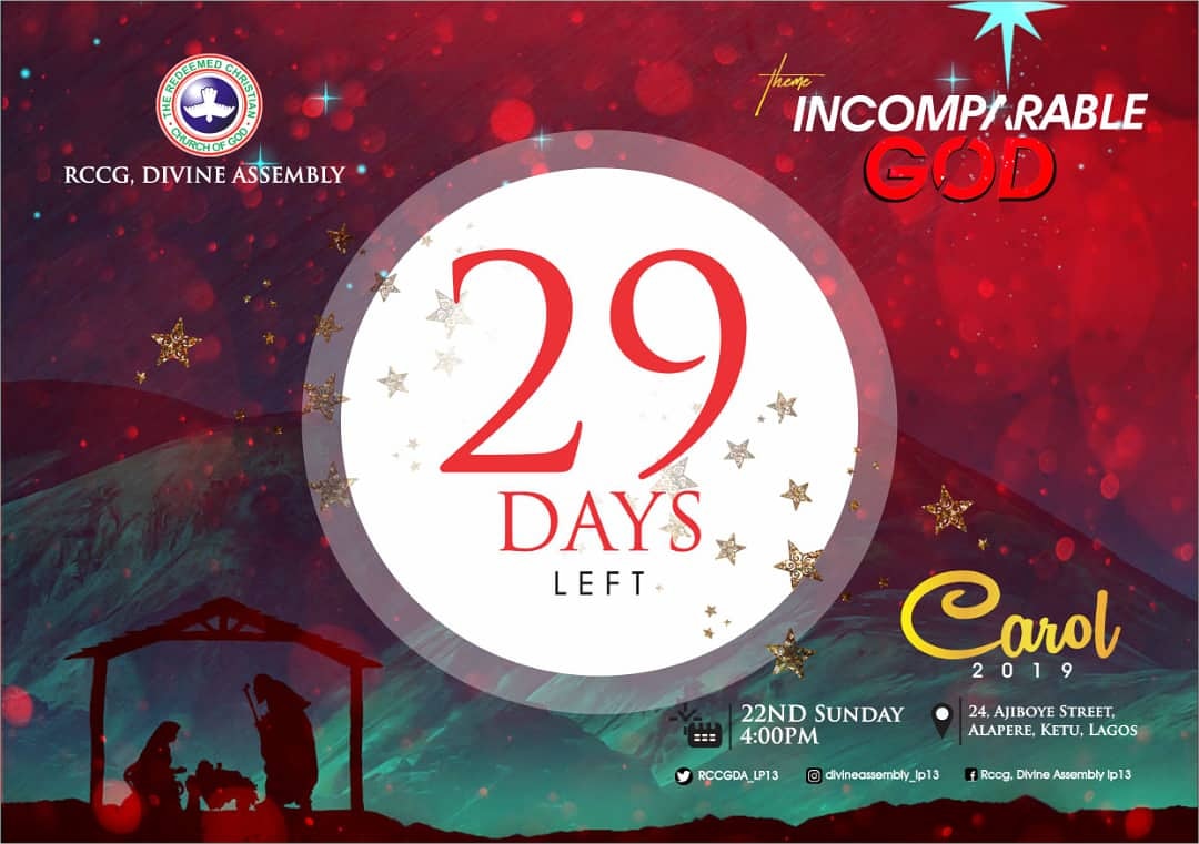 GoldenstarsYaya's tweet photo. 29 Days to Carol 2019.
Do you know why he is called the INCOMPARABLE GOD?
Anticipate to Carol 2019
#CAROL2019 
#INCOMPARABLEGOD https://t.co/euri8rC2LH