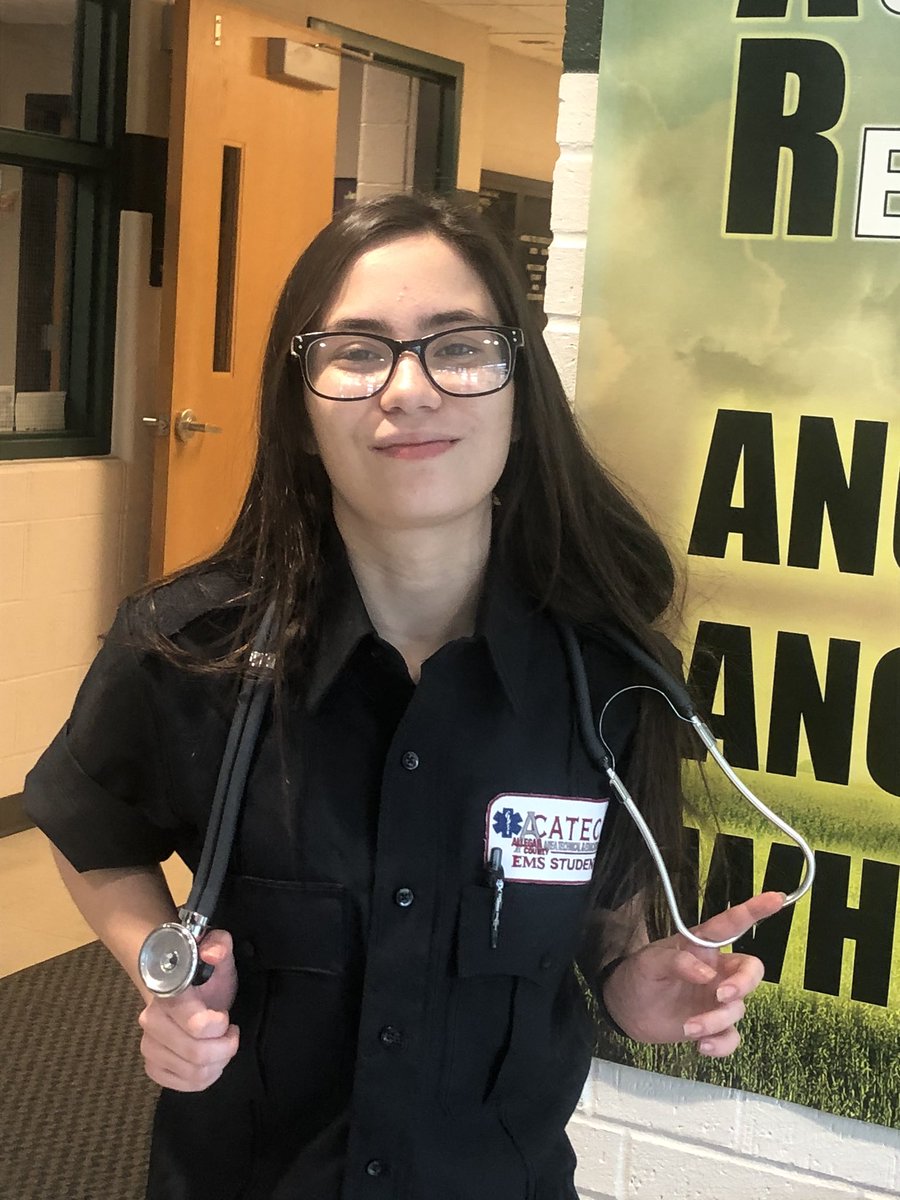 LauraFeffer's tweet image. We are in good hands with Breanna in the building! She is loving the Emergency Medical Services program at The Allegan Tech Center. #soarwitheagles #futurelifesaver