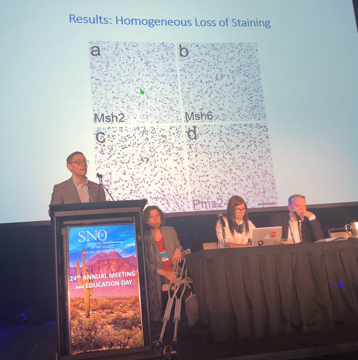 Congrats to Matt McCord for a great presentation of his work with <a href="/CraigHorbinski/">Craig Horbinski</a> on the use of immunohistochemistry for mismatch repair enzymes as a screen for hypermutation in diffuse gliomas <a href="/NeuroOnc/">SNO</a>. Looked like a seasoned pro!@NeurosurgeryNM <a href="/NU_Pathology/">Northwestern Pathology</a> <a href="/LurieCancer/">Lurie Cancer Center</a>