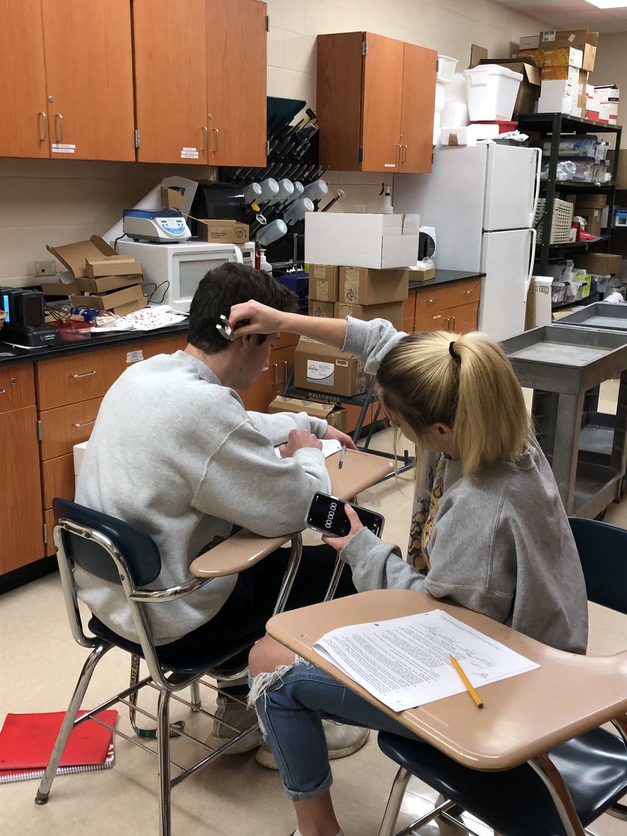 jochl's tweet photo. Medical Interventions students performed a variety of hearing tests.@wilmotuhs @PLTWorg #InspiredbyWilmot https://t.co/4DRWP7cN2r