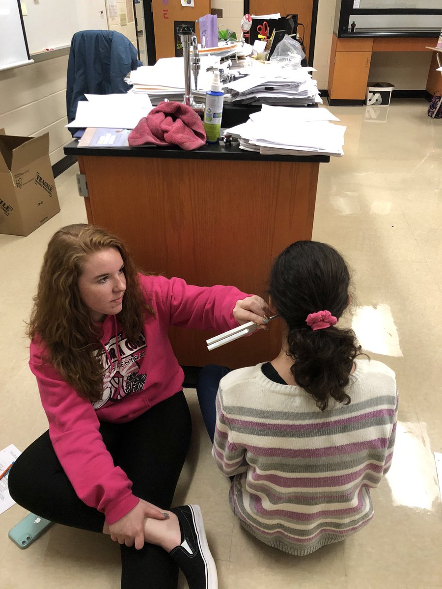 jochl's tweet photo. Medical Interventions students performed a variety of hearing tests.@wilmotuhs @PLTWorg #InspiredbyWilmot https://t.co/4DRWP7cN2r