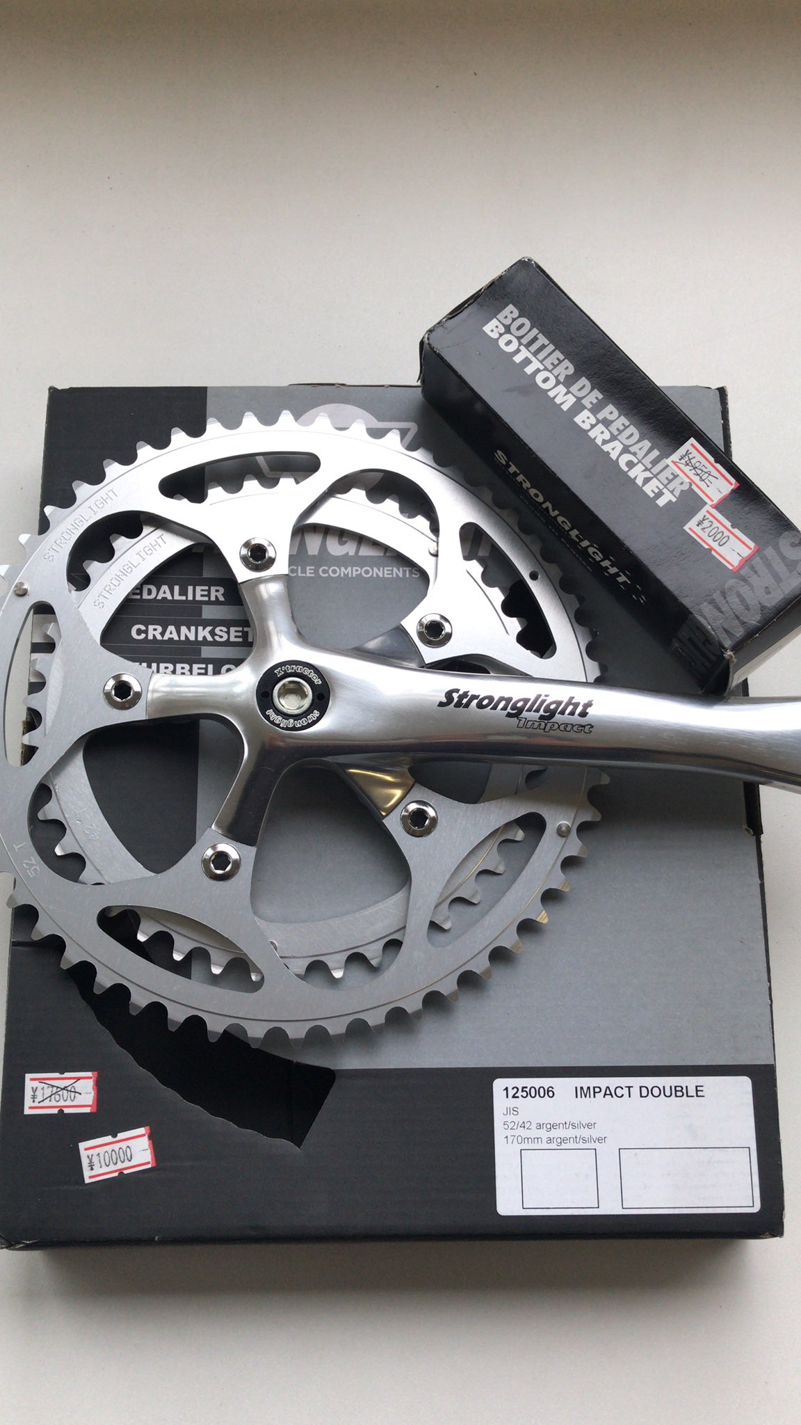 ストロングライト 105クランク170mmチェーンホィール BBセット 中古 ストロングライト 105クランク170mmチェーンホィール BBセット 中古