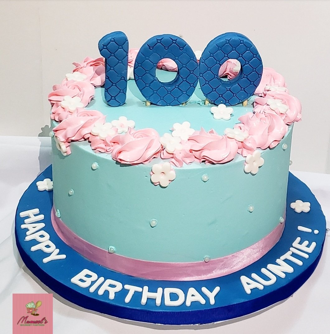 Mumzels's tweet photo. She is truly blessed — she have lived 100 years and have 10 decades of great memories. We're so happy to be apart of this AWESOME memory! 💖💙💖 #Mumzels. #GourmetPastries. #Homemade. #BakedWithLove. #MadeFromScratch. #10inch. #Vanilla. #Centurion. #SweetsAndBakes. https://t.co/GegQhEiGR8