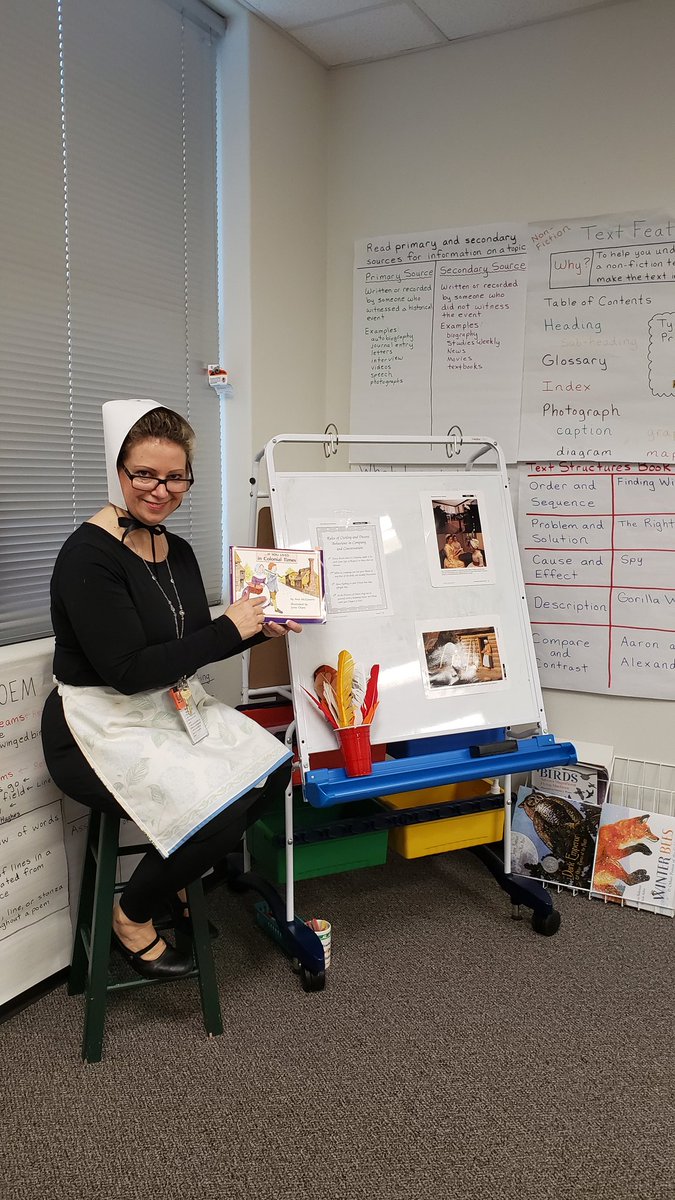 ShellyReh's tweet photo. I dressed up today to share with my 5th graders what a Colonial class looked like. https://t.co/KR2iuRLuUG