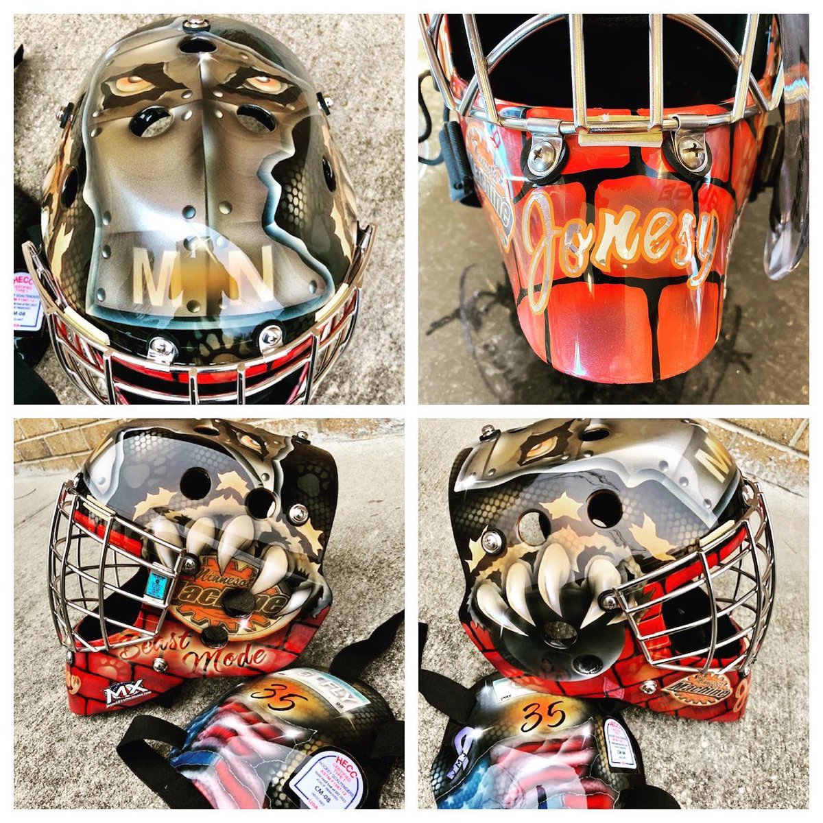 CJones203's tweet photo. A great looking Mask by @tonyjarrett67   It will be worn well in the State of Hockey.  @MN_Tendy_Masks  please give Tony a shout out for the great work he did. https://t.co/f3yH6tmhW5