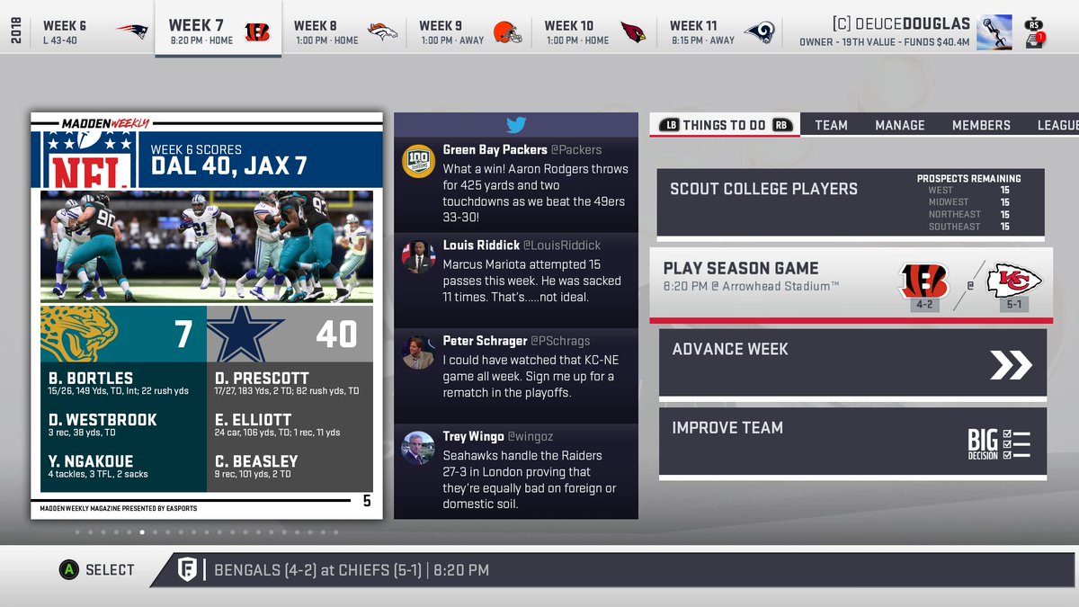 Consolidate league news into a main hub that gives the user a quick peak at information from around the league for a given week and help them become connected to the happenings of their league and not just their team.