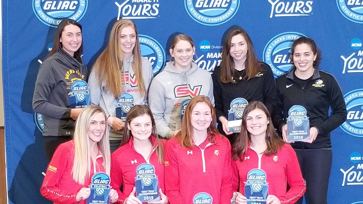 SVSU_Volleyball's tweet photo. Congratulations to @sarahetabit and @emilyfriesl (🍟) on earning All-GLIAC 1st Team! Such a well-deserved honor for both! Go Cards! @svsuathletics https://t.co/2vA5lavqYl