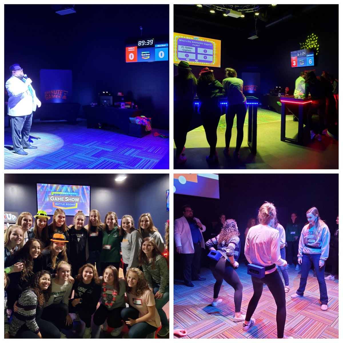 WLC_WVB's tweet photo. The 2 weeks since season had already been too long apart ๐๐ญ Solution = some post season team bonding at Game Show Battle Rooms! ๐
#teamlove #teamfun #competition #cooperation #friendlyfeud #minutetowinit #bluesteel #jenileeschildren https://t.co/Ju81pXlV93