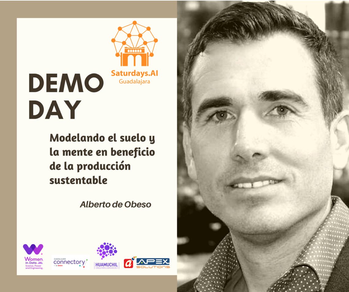 AISaturdays_ES's tweet photo. Cerraremos nuestro #DemoDay 🎉 de @AISaturdaysEs  #Guadalajaray con una extraordinaria ponencia que nos brindará Alberto De Obeso , Doctor en Inteligencia Artificial y Ciencia Cognitiva👏 @AlbertoDObeso Gracias por colaborar con esta iniciativa; muestra de tu gran generosidad 👌 https://t.co/uUUoTaTdf7