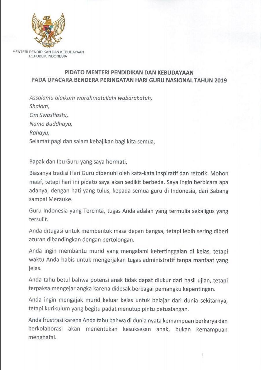 Rudi Valinka On Twitter Isi Pidato Mendikbud Ri Terbaik Yang Pernah Ada Singkat Padat Dan Penuh Makna Sebuah Niat Tulus Mengubah Visi Misi Pendidikan Indonesia Menjadi Progresive Dan Barkarakter Semoga Bisa Terwujud