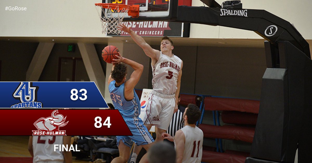 rhitsports's tweet photo. MBB: Engineers defeat the Aurora Spartans with a final score of 84-83.  Zach Callahan led the team in scoring with 23 points.  Craig McGee recorded a double-double with 19 points and 12 assists.  This win improves the team to 2-1 overall.  #GoRose https://t.co/rRl1BwQhnd