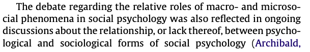 I've also wondered about the weird separation between SP in psychology and sociology. These two subdisciplines have the same name, study the same things, yet have nothing to do with each other!I'm not aware of any worries about this separation now, though