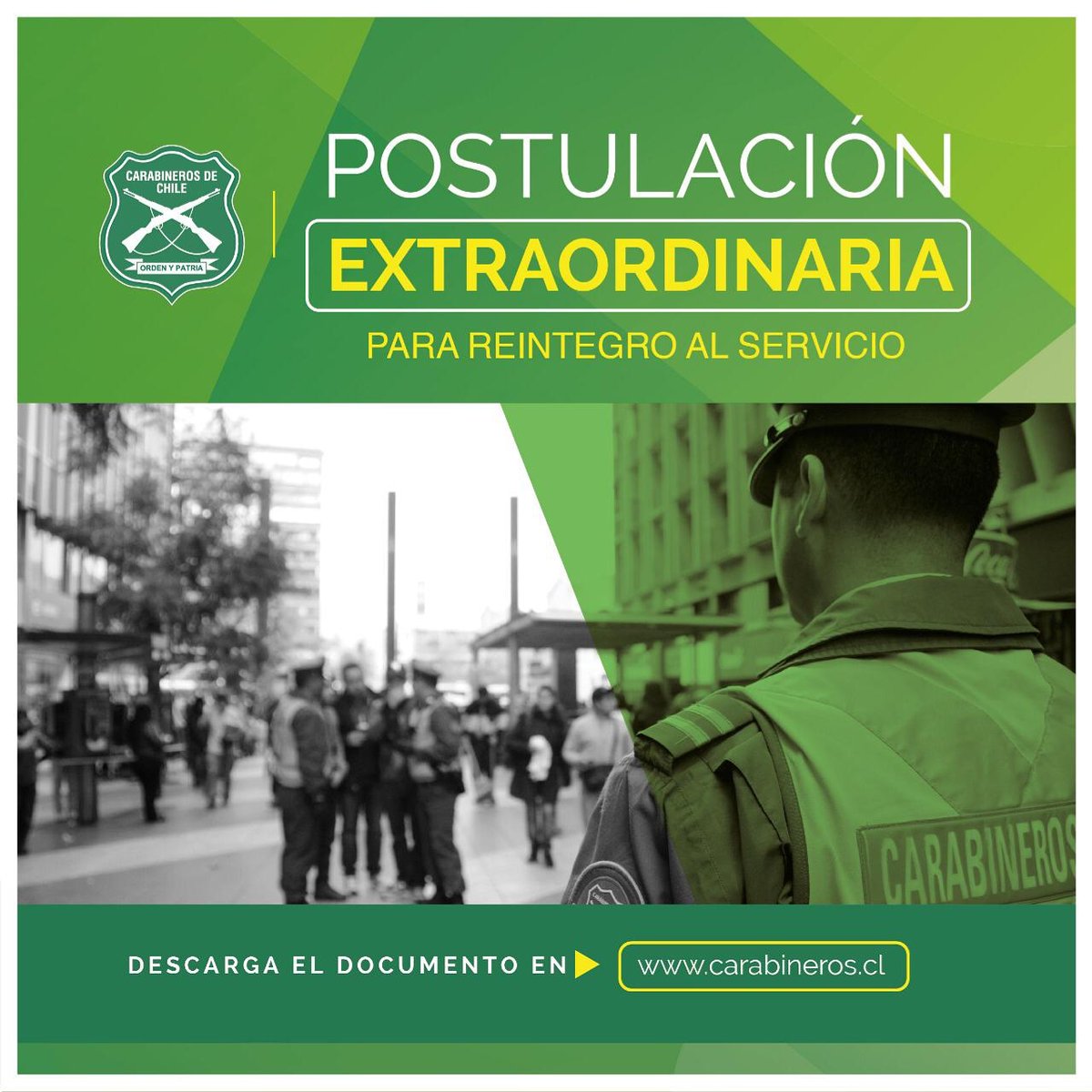 Postulación Extraordinaria para reintegro al servicio, descarga el documento en carabineros.cl