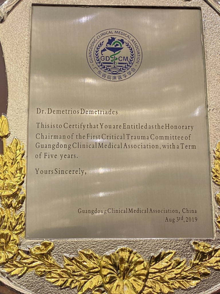lydia052016's tweet photo. @happy_surgeons Dr Demetriades new award in Shenzhen, China.  So proud to be mentored by this great man! https://t.co/2nzDFEe4gT