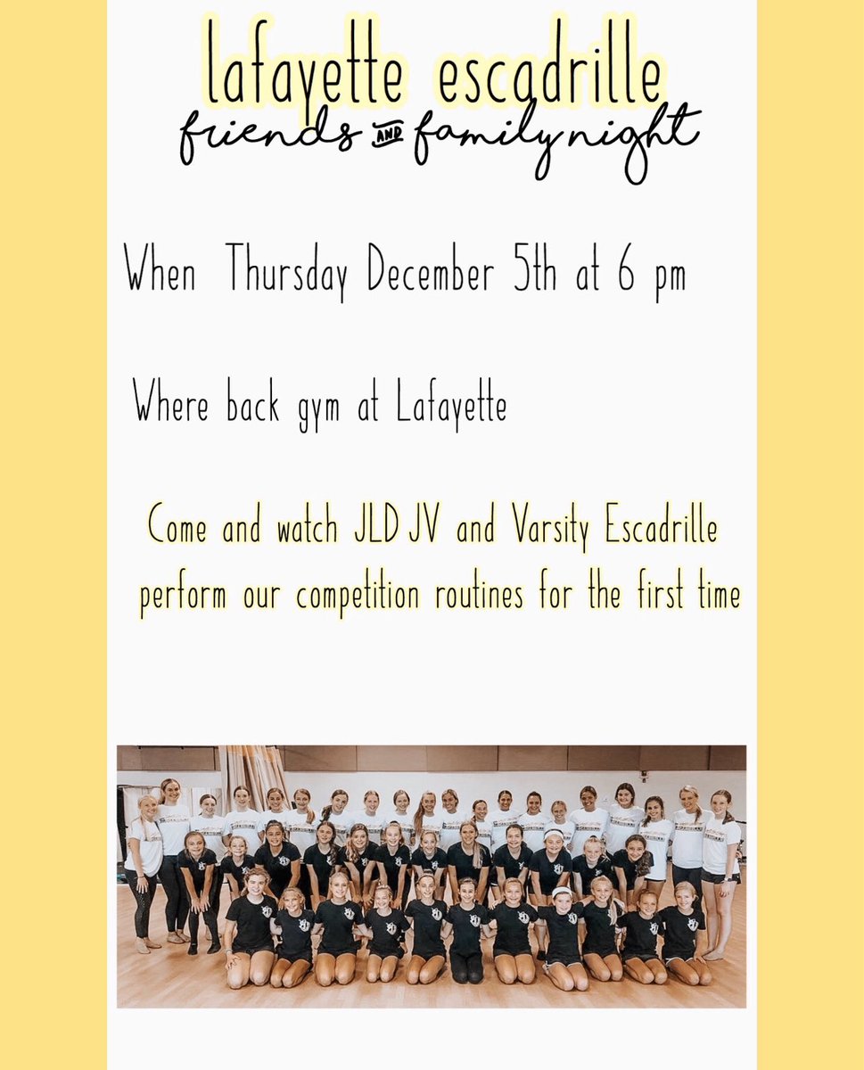 LHSescadrille's tweet photo. Join us Thursday, December 5th to see our competition routines for the very first time! https://t.co/zHuNWni4WE