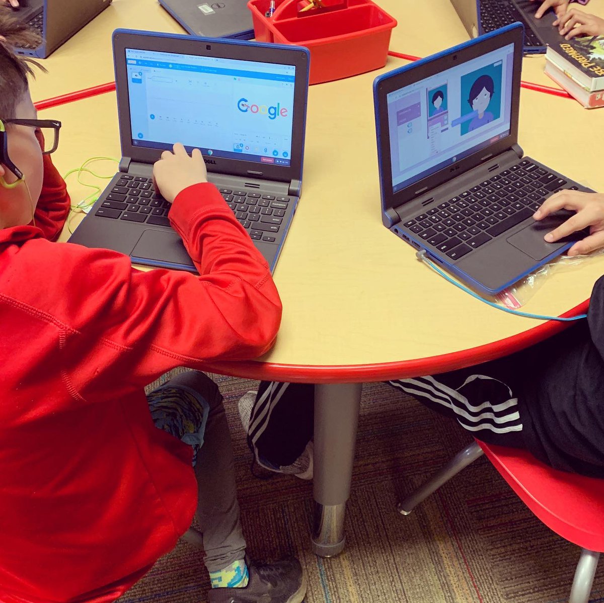 wes_library's tweet photo. This week we’re prepping for #hourofcode by trying out #codemonkey in 3rd grade and #googlecsfirst and #madewithcode tutorials in 5th grade! #itsworthit #edtech #futurecomputerprogrammers #librariesareworthit https://t.co/IEsQ0J0pdE