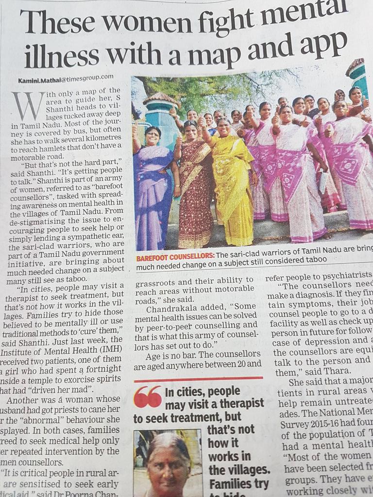 theGLOWway's tweet photo. These barefoot counsellors are helping women in rural areas deal with mental health issues. A  great initiative by TN government. 
#mentalhealth
#womenempowerment 
#mentalhealthawareness
#womenhelpwomen https://t.co/6arJddj1Sh