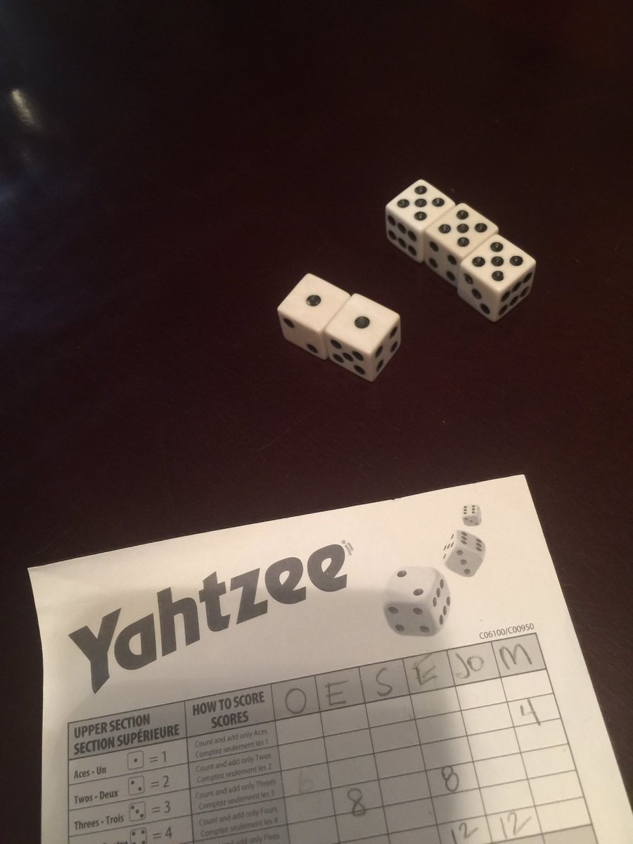 jessbearinger's tweet photo. Family game night! #yahtzee #fullhouse https://t.co/eL7e7TS50j