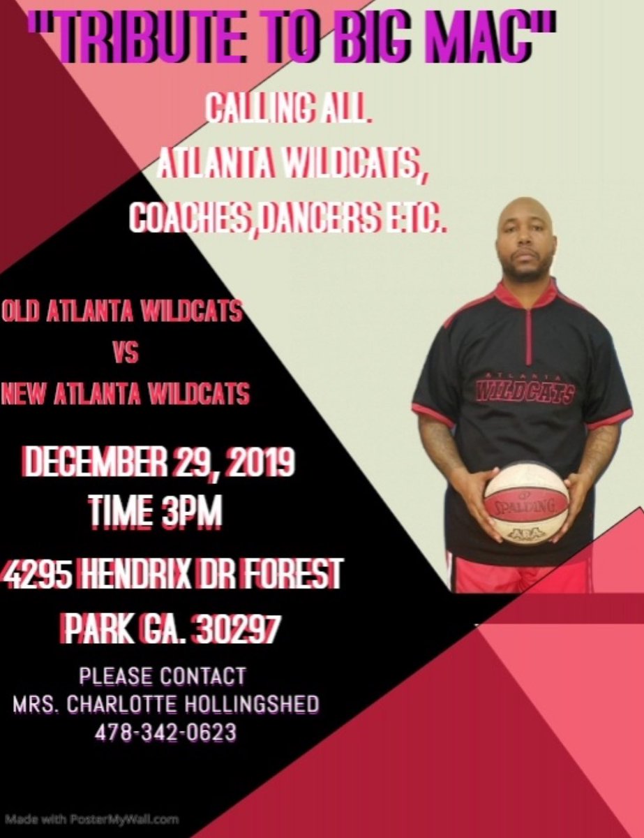 WildcatsAtlanta's tweet photo. Charity Game for (Big Mac) #⃣🔟🏀💔 Calling all Wildcats old and new to come out and show some love for him. He was a Loyal Player to the Wildcats! Proceeds will be donated to his Family! If you would like to participate dont hesitate to call or inbox for more details! https://t.co/PYSJgug5TN