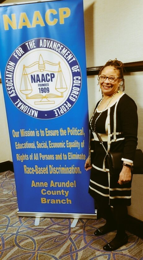 IPLdmv's tweet photo. Tonight, @robin173150 joined @aacnaacp dinner in Annapolis to spread the word about the #OneWaterPartnership, through which @IPC_Chesapeake, @H2OshedStewards, & @IPLdmv are helping congregations across Anne Arundel County to care together for the watersheds we share. https://t.co/dzvBw69DHn