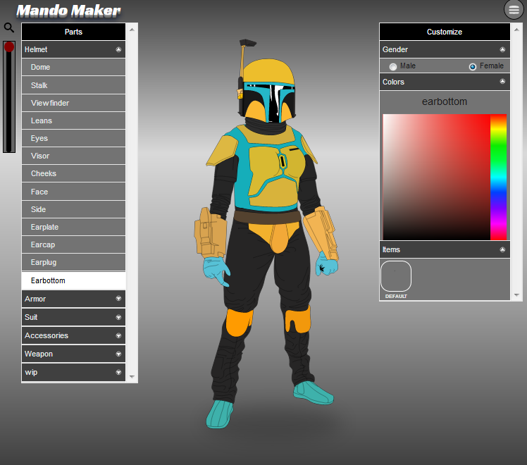 ZammapArt's tweet photo. What would your mandalorian armor look like? Make a quick build up with MandoMaker 5.1!
https://t.co/e3GjX5aLf4
Make sure to tag your Mando with #mandomaker
#mando #Mandalorian #TheMandalorian https://t.co/8bpDeITYmv