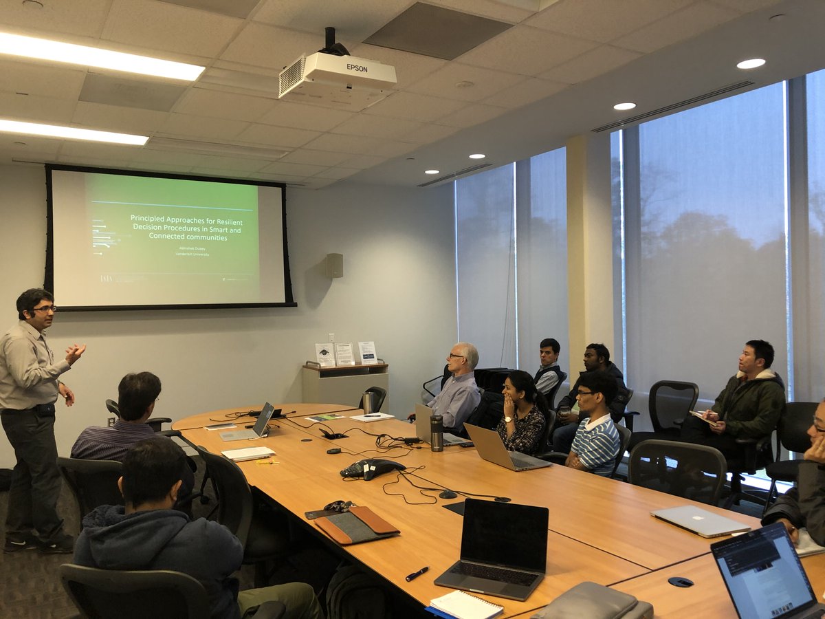It was a great pleasure to host Prof. Abhishek Dubey from <a href="/VanderbiltU/">Vanderbilt University</a> today at @VolgenauSchool . Insightful talk on engineering the operational systems for the future of #resilientcities, and valuable student interactions.  #SmartCities