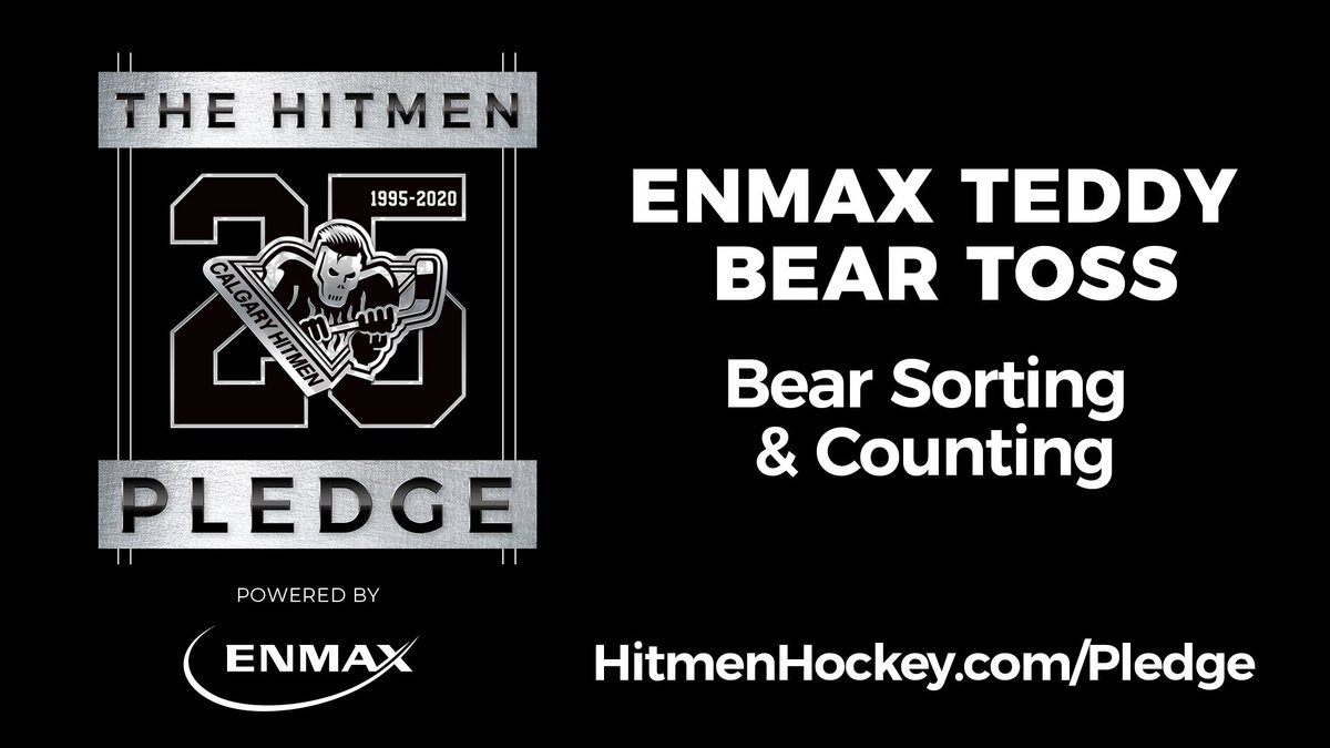 WHLHitmen's tweet photo. With all those teddy bears we're going to need as many hands as possible! 🧸

Join us in helping with the famous count for the @ENMAX Teddy Bear Toss and add hours to your time sheet for the #HitmenPledge powered by @ENMAX ➡️ https://t.co/NO6oPQUeWf https://t.co/0YHQhzGdiz