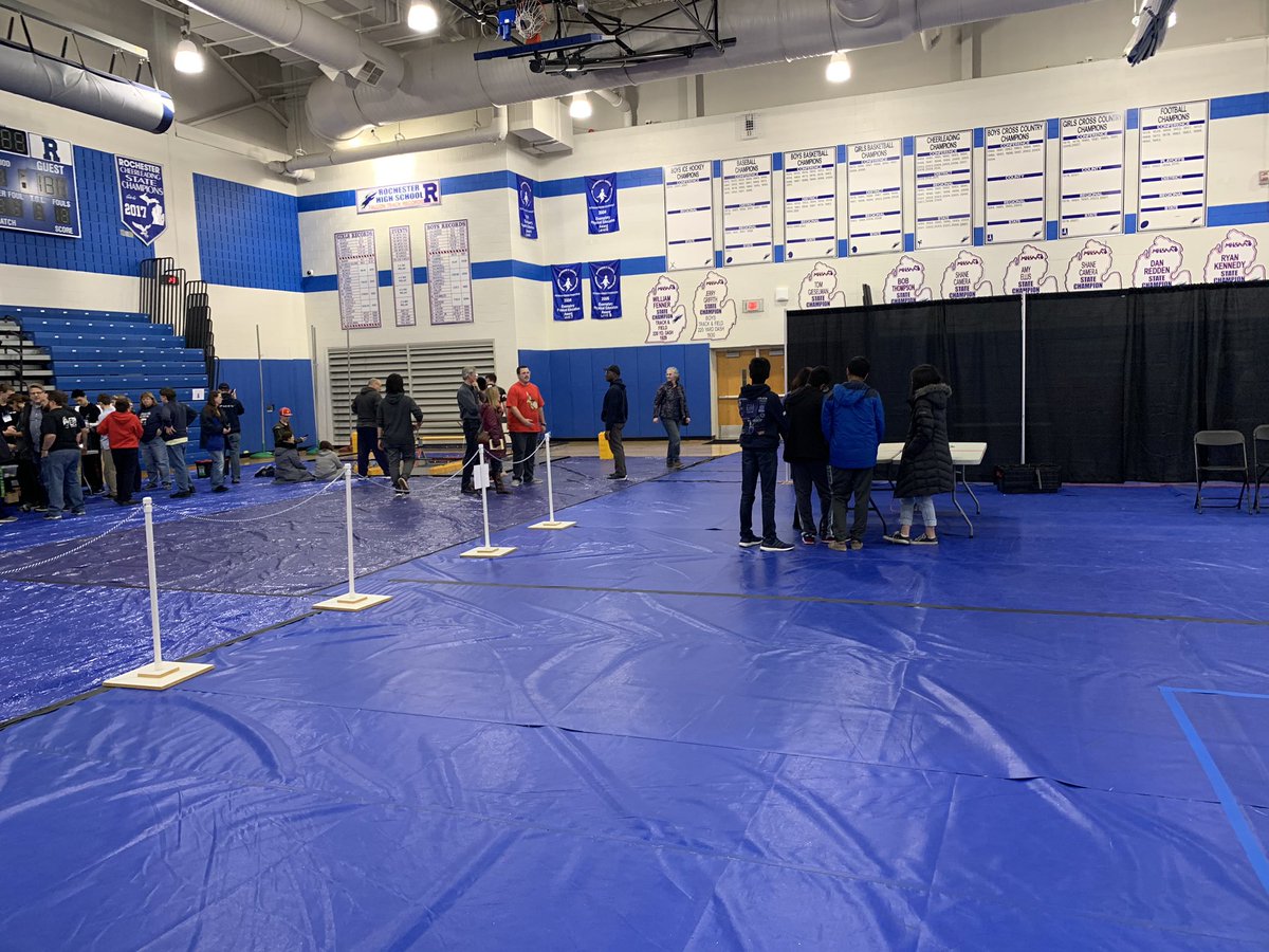Team201's tweet photo. The strong collaborative STEM partnership with @Team201 , along with @RHSSNHS and @RHSMAT allowed for FTC competition setup to finish in a blink! We are looking forward to a fantastic competition at RHS tomorrow! #RCSRHSFalcons @lmatthews727 @MrWrinkleRHS @NeilDeLuca @cwescott5 https://t.co/3pAo33F4WZ