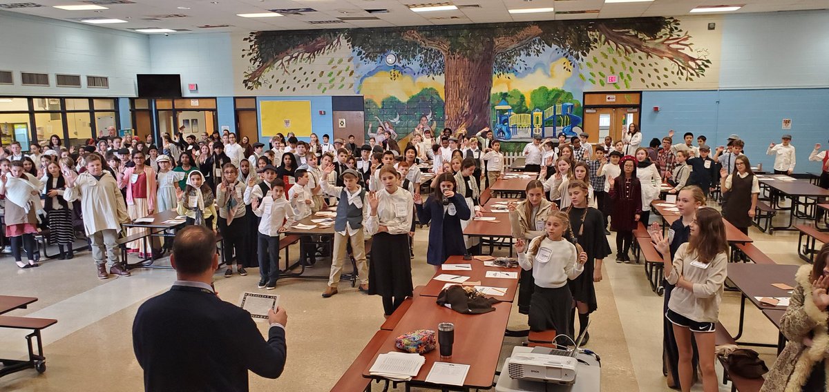 sjbarnhart's tweet photo. Sixth grade simulating the Ellis Island experience! @LMTSD_MAS https://t.co/lEPRnK9hPx