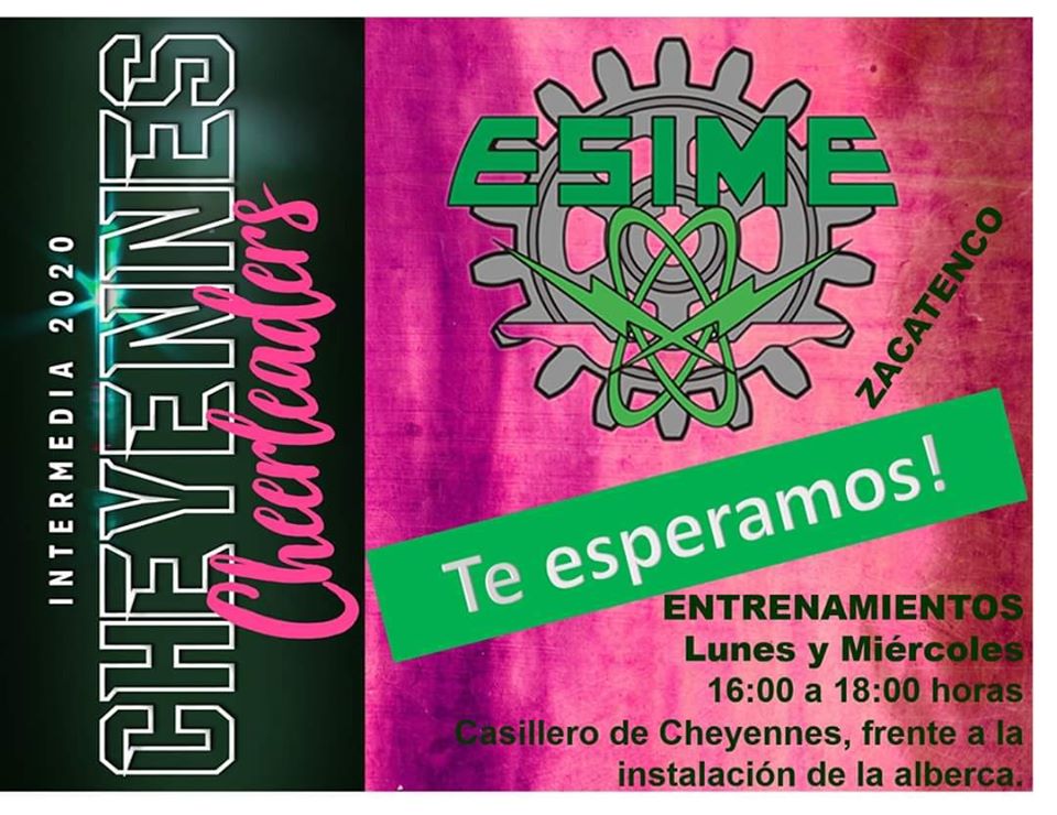 Te invitamos a formar parte del equipo de porristas #cheyennescheeripn. Para mayor información acércate a directamente al casillero de <a href="/Cheyennes_ESIME/">Cheyennes_ESIME</a> frente a la alberca ¡Ya empezamos entrenamientos!