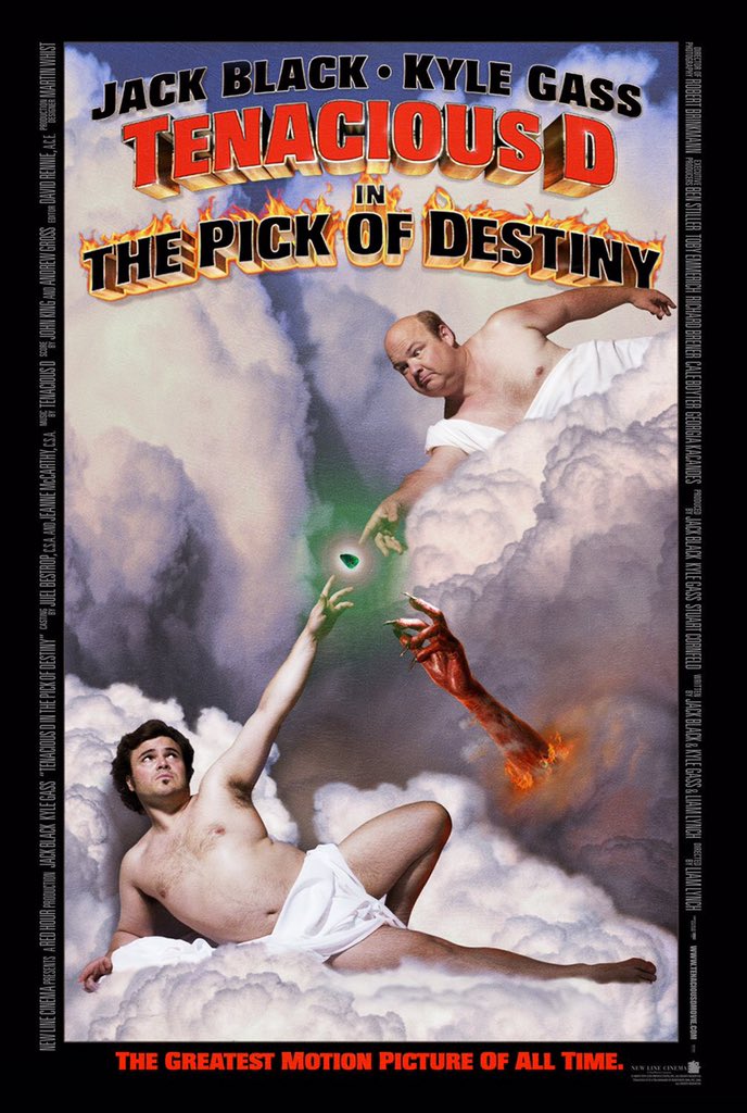 FilmNewsNos's tweet photo. 🎬MOVIE HISTORY: 13 years ago today, November 22, 2006, the movie ‘Tenacious D in The Pick of Destiny’ opened in theaters!

#JackBlack #KyleGass #TenaciousD #DaveGrohl #JRReed #RonnieJamesDio @RedHourBen #PaulFTompkins #TimRobbins #JohnCReilly #MeatLoaf #ColinHanks #AmyAdams https://t.co/xZpwD6httv
