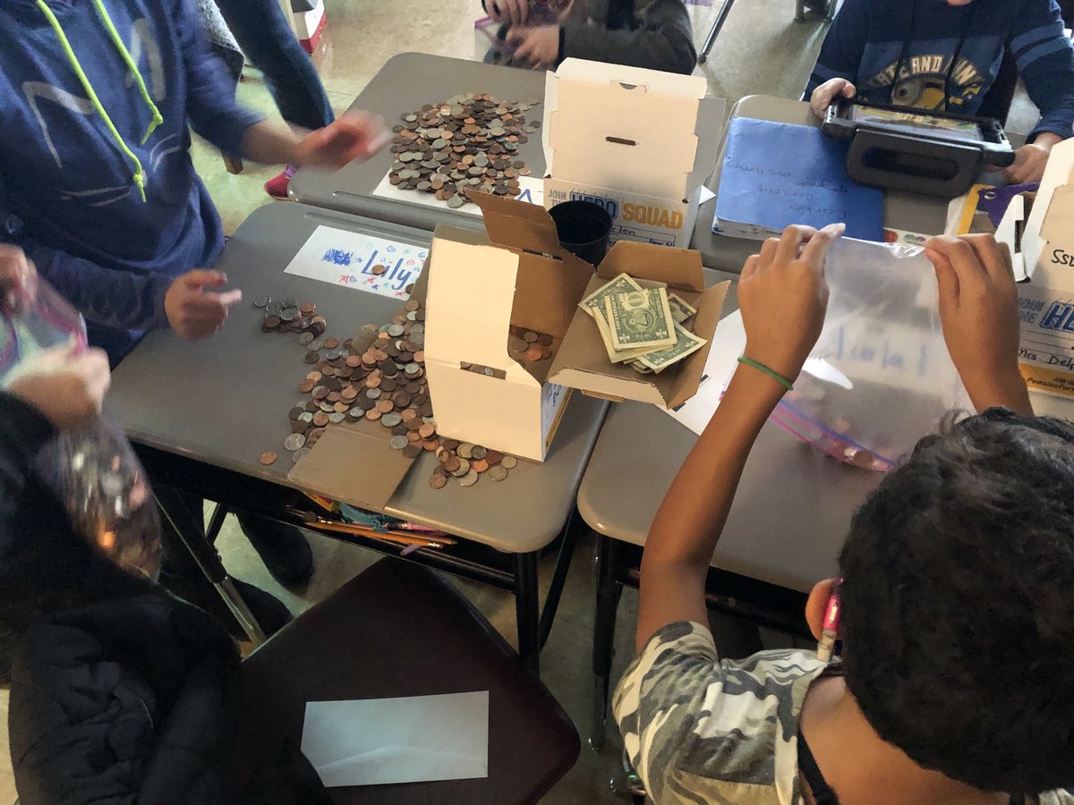 ColleenHeckman's tweet photo. Thanks to our awesome 5th gr Hero Squad and two hours at the coin star machine we may have hit our mark.  #fightbloodcancer #lls #jbpride #gratitude. #bucketfillers https://t.co/9CPcqCS05Y