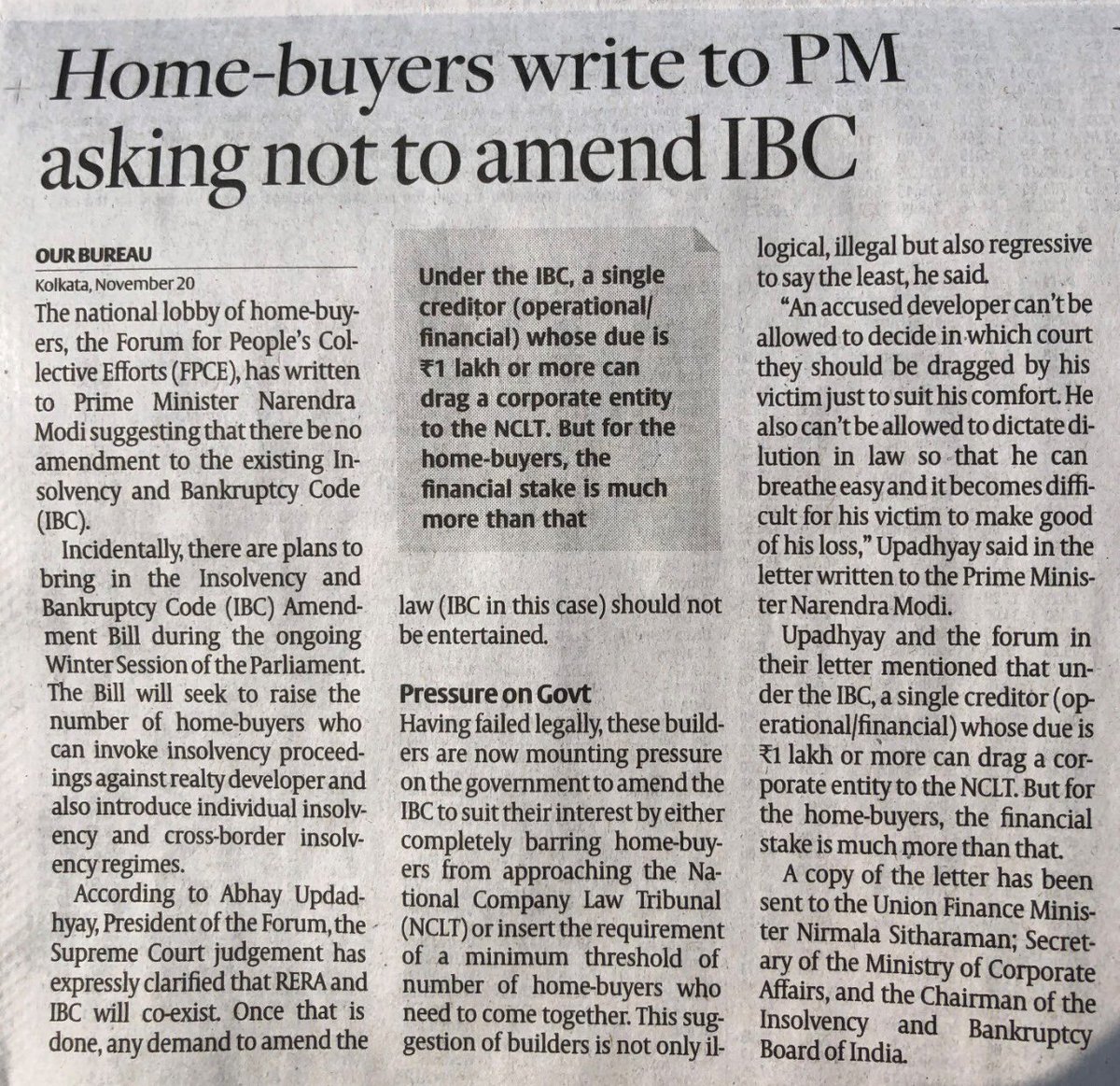 NarangSumesh's tweet photo. @ANI What’s wrong with @PMOIndia ? Why this one-sidedness @narendramodi @nsitharaman with builders ? What about common man #NoAmendmentInIBC @FightForRERAInd @imVkohli @CNN @the_hindu @SrBachchan @AmitShah @nitin_gadkari @TOIIndiaNews https://t.co/udctU29Wfq https://t.co/nOIUIPRRoA