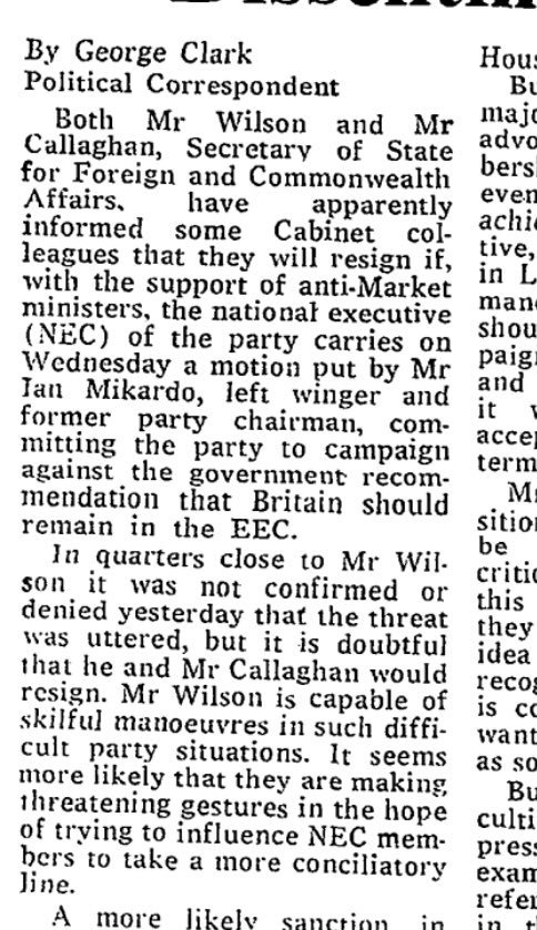 Wilson also used Jim Callaghan to prevent the left from doing so: