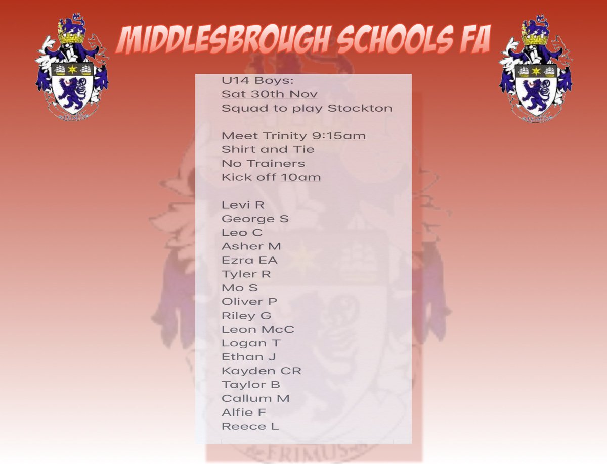 Boro Schools FA (@boroschoolsfa) on Twitter photo U14 Squad v Stockton Sat 30th Nov <a href="/clevelandSFA/">Cleveland Schools FA</a> <a href="/s_d_s_f/">Stockton District Schools Football</a> U14 Squad v Stockton Sat 30th Nov <a href="/clevelandSFA/">Cleveland Schools FA</a> <a href="/s_d_s_f/">Stockton District Schools Football</a>