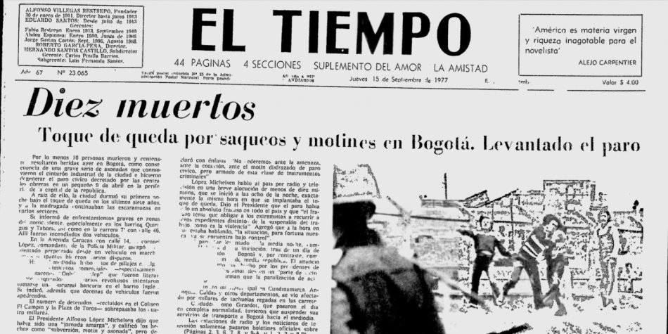 Sind_PS's tweet photo. #teoriadelpanico #URGENTE #22NParoNacional  Aquí dejo esto, que coincidencia... Periódico El tiempo año 1977. https://t.co/Bg2SaYgSSL