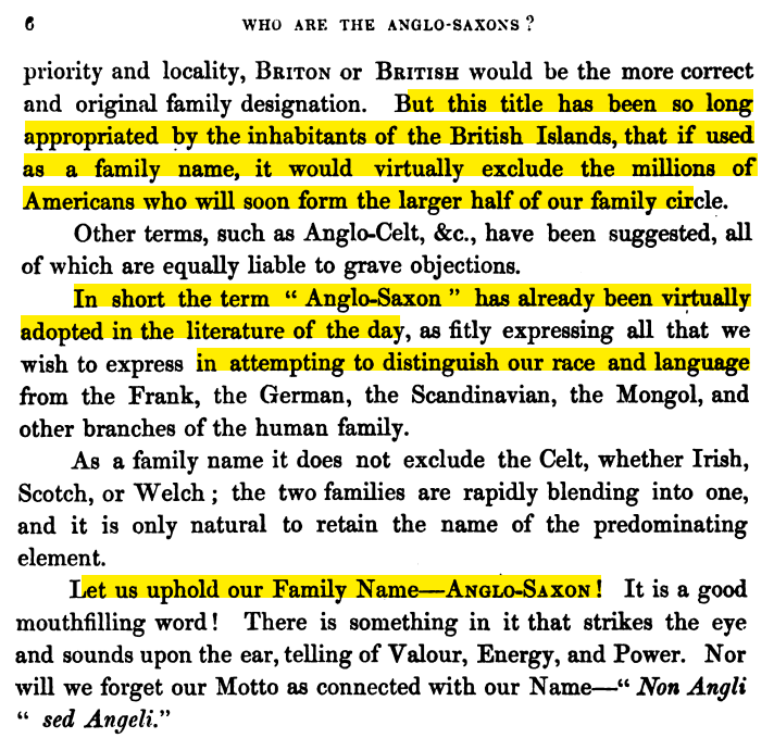 They stated that they wanted to make the term "Anglo-Saxon" into a "Family Name" for all of the UK's current and former colonies, uniting them not under the banner of nationalism but that of "Pride of Race." 3/11