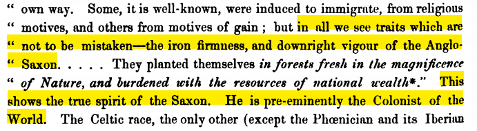 The destiny of the "Anglo-Saxon race," they argued, was colonization. The Anglo-Saxon was "pre-eminently the colonist of the world," the editors proclaimed. 4/11