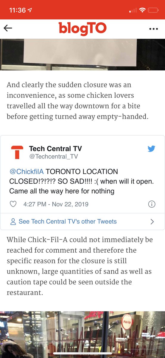 Techcentral_TV's tweet photo. @blogTO please ask @ChickfilA if I can get a free sandwich for this #ULTRAinconvenience https://t.co/kSy2LGM3Mn