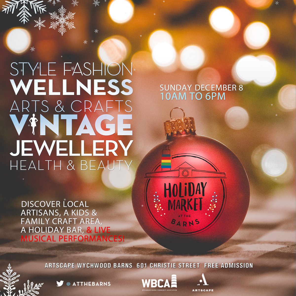 Just a smidge over two weeks away!!  Join us Sunday December 8, 10am - 6pm <a href="/ArtscapeBarns/">Wychwood Barns</a> - Live music, local artisans, a holiday bar, hot cocoa, and crafts for the kids!!  #jinglejangle #holidaymarket
