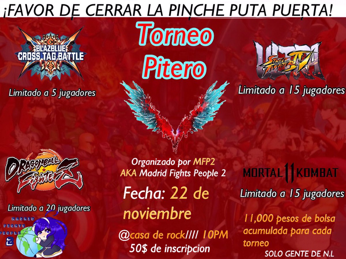 MFP2AE's tweet photo. El día de hoy tendremos la quinta edición de nuestra serie de torneos piteros 
Por causas fuera de nuestro alcance no tuvimos stream 😔 https://t.co/BNPFeR4TAw