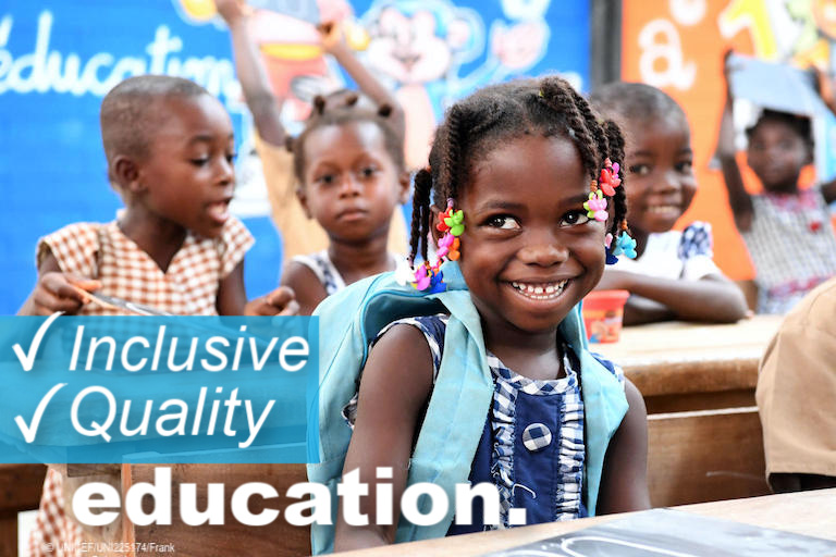 UNICEFEducation's tweet photo. With inclusive and quality #education, every child can learn skills that they can carry with them for the rest of their lives. 📚✏️🎓 https://t.co/LQwaxR9fWU