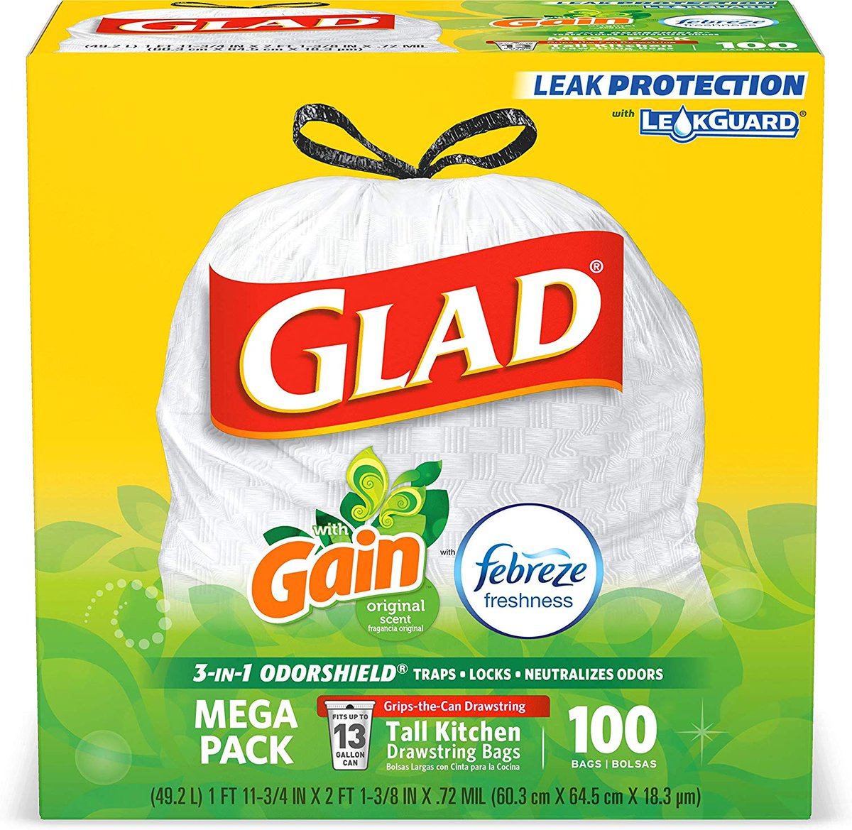 Toporigami's tweet image. Glad Tall Kitchen Drawstring Trash Bags - OdorShield 13 Gallon White Trash Bag, Gain Original with Febreze Freshness - 100 Count
amzn.to/37umL7d