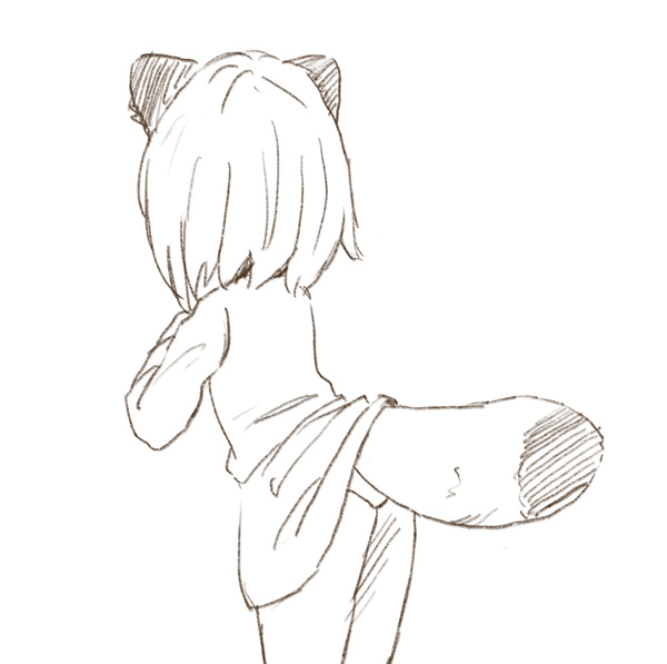 たぬ尻尾はこうやって丸く描いた方が脳内のたぬイメージに合う気がする。 