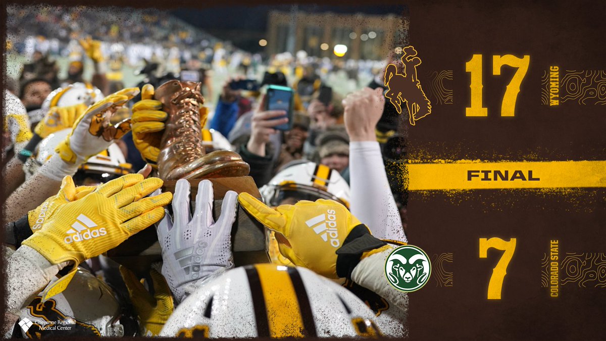 wyo_football's tweet photo. The Bronze Boot stays in Laramie.

Four. Straight. Years. 

#RideForTheBrand https://t.co/QADwyIveUe