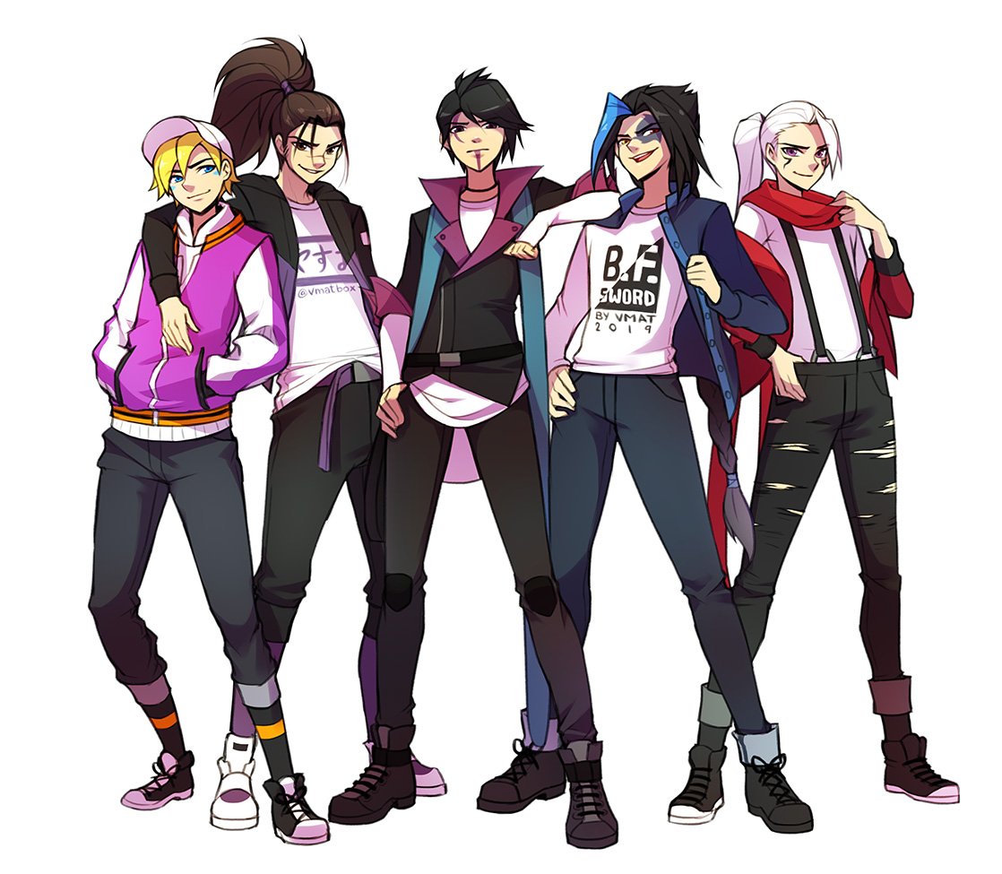 Inspired by BTS, I present you: BFS(B.F.Sword)! Ezreal, Yasuo, Aphelius, Kayn and Varus as the new R-POP(Runeterra pop music) boyband! (Yes, Aphelius can't sing but who cares? Yasuo also didn't say a word on the True Damage music clip 👀) #artoflegends