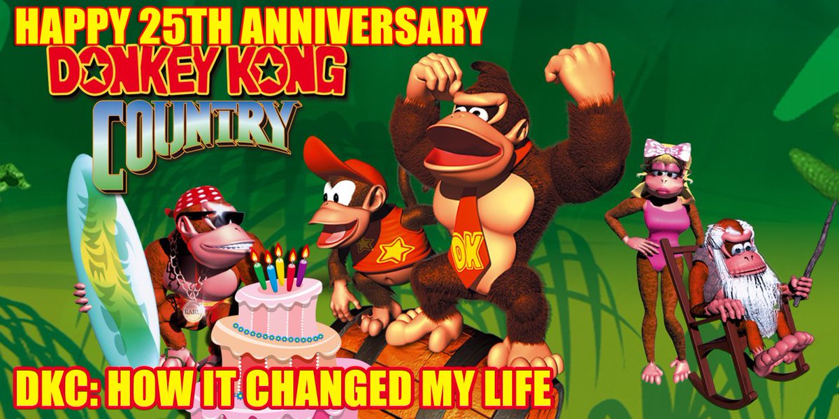 dyhptg's tweet photo. Celebrate #DKC25 #DonkeyKongCountry 's 25th anniversary with one of the most emotional vids I've ever done. You'll laugh, you'll cry, you'll cry some more, then you'll die. Just kidding. Enjoy. https://t.co/umgZh5ZXV4 https://t.co/wddpsWFR9C