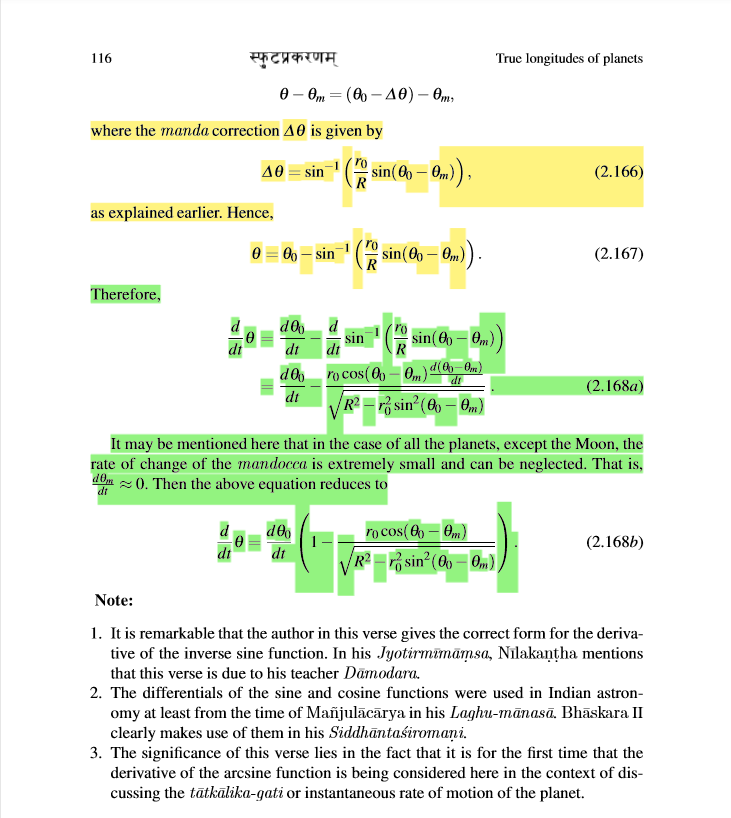 Nīlakaṇṭha Somayājī- Jyeṣṭhadeva's Contemporary provides the Exact Form of the Derivative of the Inverse Sine Function in his TantrasaṅgrāhaTantrasaṅgrāha was composed in 1500 CE in Sanskrit at about the time Jyeṣṭhadeva- who authored Yuktibhāṣā was Born @JoeAgneya