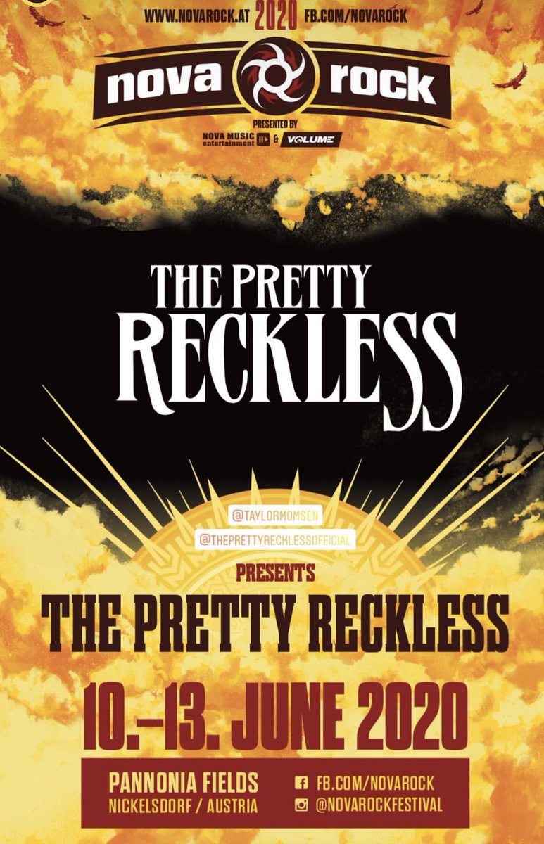 TPRMexOficial's tweet photo. The Pretty Reckless ha anunciado sus primeras presentaciones en vivo para la nueva era #TPR4: el segundo fin de semana de junio de 2020 se presentan en el festival Download en Inglaterra y en el Nova Rock en Austria 🔥 https://t.co/kBgRc4SiCu
